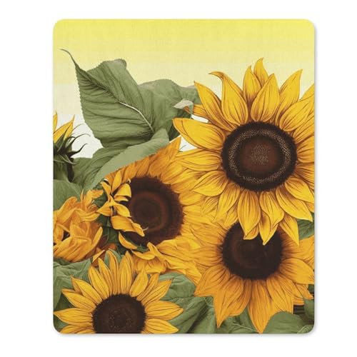 Quadratisches, bequemes Mauspad, waschbar, tragbar, Sonnenblumen, Blumenmuster, rutschfest, Gummi-Mauspad für Computer, Laptop, Maus Quadratisches, bequemes Mauspad, waschbar, tragbar, Sonnenblumen, Blumenmuster, rutschfest, Gummi-Mauspad für Computer, Laptop, Maus von LMHLDSC