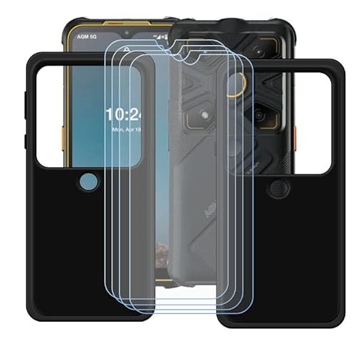 LMLQSZ [2 Stück Schwarz Hülle für AGM Glory G1S (6,53") + [4 Stück] HD Panzerglas, Handyhülle Silikon Schutzhülle Cover TPU Case Handytasche - Panzerglasfolie Schutzfolie von LMLQSZ