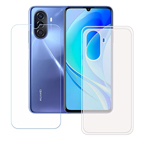 LMLQSZ Durchscheinend Hülle für Huawei Nova Y70 (6,75") + HD Panzerglas, Handyhülle Silikon Schutzhülle Cover TPU Case Handytasche - Panzerglasfolie Schutzfolie von LMLQSZ