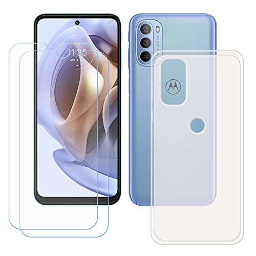 LMLQSZ Durchscheinend Hülle für Motorola Moto G41 (6,4") + [2 Stück] HD Panzerglas, Handyhülle Silikon Schutzhülle Cover TPU Case Handytasche - Panzerglasfolie Schutzfolie von LMLQSZ
