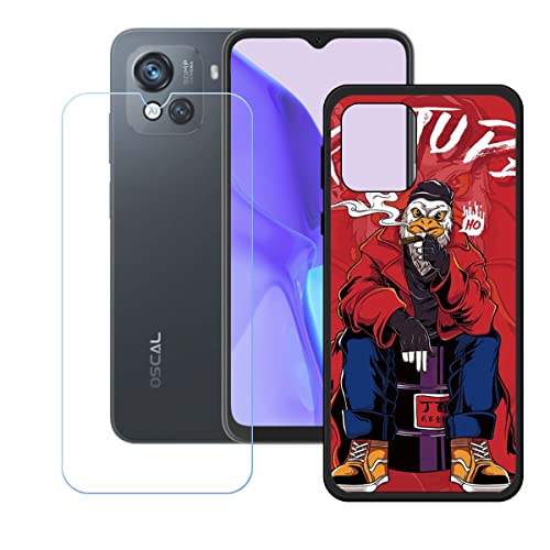 LMLQSZ Hülle für Blackview Oscal C80 + HD Panzerglas, Sanft Handyhülle Silikon Schutzhülle Cover TPU Case Handy Tasche Handytasche - Panzerglasfolie Schutzfolie für (6,52") - KE45 von LMLQSZ