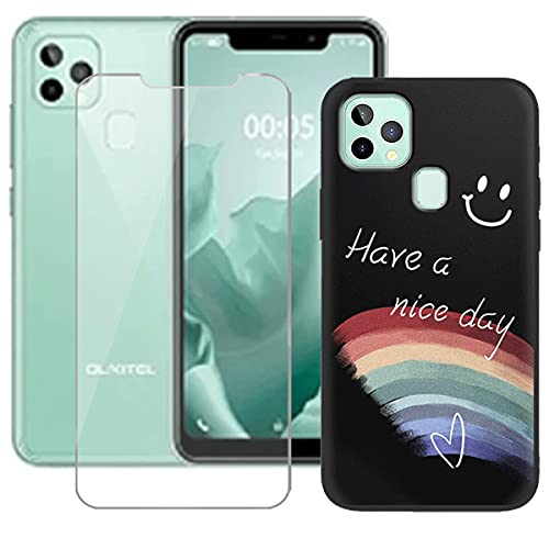 LMLQSZ Hülle für Oukitel C22 + HD Panzerglas, Handyhülle Silikon Schutzhülle Cover TPU Case Handytasche - Panzerglasfolie Schutzfolie für Oukitel C22 (5,86") - LLM44 von LMLQSZ