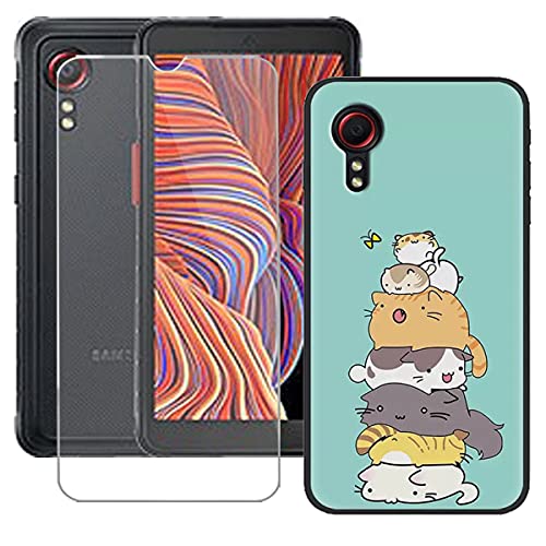 LMLQSZ Hülle für Samsung Galaxy XCover 5 + HD Panzerglas, Handyhülle Silikon Schutzhülle Cover TPU Case Handytasche - Panzerglasfolie Schutzfolie für Samsung Galaxy XCover 5 (5,3") - LLM39 von LMLQSZ