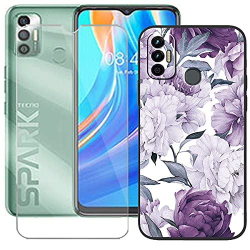 LMLQSZ Hülle für Tecno Spark 7 + HD Panzerglas, Handyhülle Silikon Schutzhülle Cover TPU Case Handytasche - Panzerglasfolie Schutzfolie für Tecno Spark 7 (6,5") - LLM28 von LMLQSZ