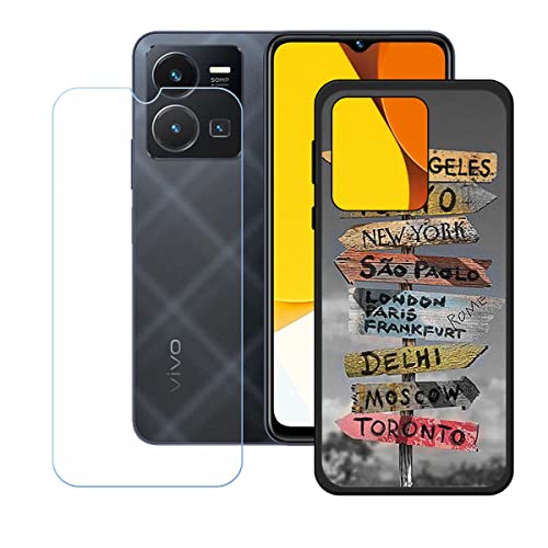 LMLQSZ Hülle für Vivo Y22S + HD Panzerglas, Sanft Handyhülle Silikon Schutzhülle Cover TPU Case Handy Tasche Handytasche - Panzerglasfolie Schutzfolie für (6,55") - KE174 von LMLQSZ