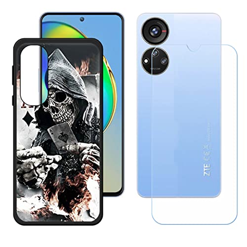 LMLQSZ Hülle für ZTE Blade V40S + HD Panzerglas, Sanft Handyhülle Silikon Schutzhülle Cover TPU Case Handy Tasche Handytasche - Panzerglasfolie Schutzfolie für (6,67") - KE7 von LMLQSZ