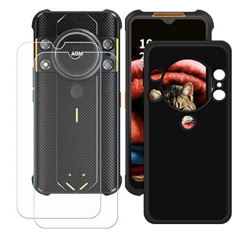 LMLQSZ Schwarz Hülle für AGM H5 (6,52") + [2 Stück] HD Panzerglas, Handyhülle Silikon Schutzhülle Cover TPU Case Handytasche - Panzerglasfolie Schutzfolie von LMLQSZ