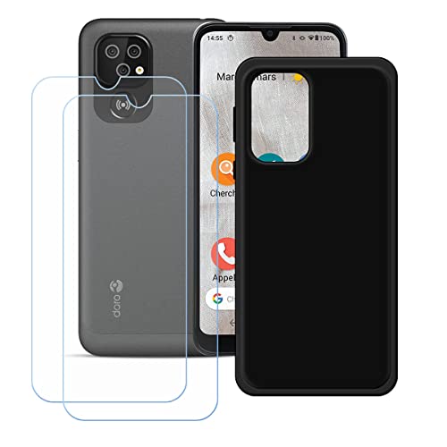 LMLQSZ Schwarz Hülle für Doro 8100 (6,1") + [2 Stück] HD Panzerglas, Handyhülle Silikon Schutzhülle Cover TPU Case Handytasche - Panzerglasfolie Schutzfolie von LMLQSZ