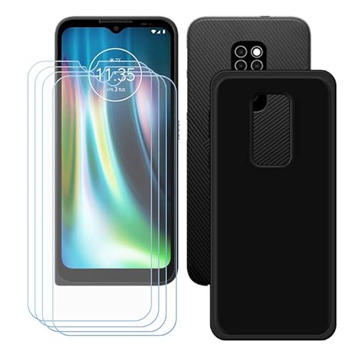 LMLQSZ Schwarz Hülle für Motorola Defy 2021 (6,5") + [4 Stück] HD Panzerglas, Handyhülle Silikon Schutzhülle Cover TPU Case Handytasche - Panzerglasfolie Schutzfolie von LMLQSZ