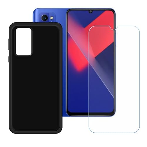 LMLQSZ Schwarz Hülle für Wiko 10 (6,74") + HD Panzerglas, Handyhülle Silikon Schutzhülle Cover TPU Case Handytasche - Panzerglasfolie Schutzfolie von LMLQSZ