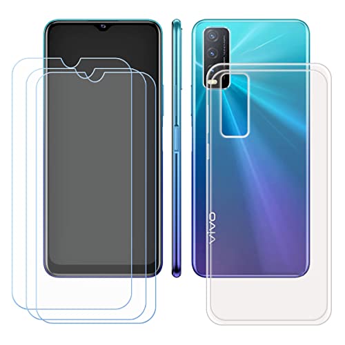 LMLQSZ Transparent Hülle für Vivo Y20i (6,51") + [3 Stück] HD Panzerglas, Handyhülle Silikon Schutzhülle Cover TPU Case Handytasche - Panzerglasfolie Schutzfolie von LMLQSZ