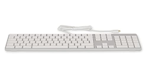 LMP - Französische FR (AZERTY) USB-C Tastatur mit Ziffernblock, obere Abdeckung aus Aluminium und 1 USB-C-Anschluss - Silber - Kompatibel mit Mac und iPad von LMP