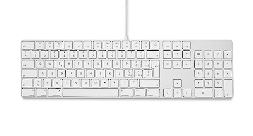 LMP - Italienische Tastatur (QWERTY) USB-C mit Ziffernblatt, obere Abdeckung aus Aluminium und 1 USB-C Port - Silber - Kompatibel mit Mac und iPad von LMP