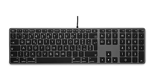 LMP Italienische USB-Tastatur (QWERTY) mit Großbuchstaben und Ziffernblock - Aluminiumabdeckung und 2 USB-A-Anschlüsse - Mac kompatibel (Space Gray) von LMP