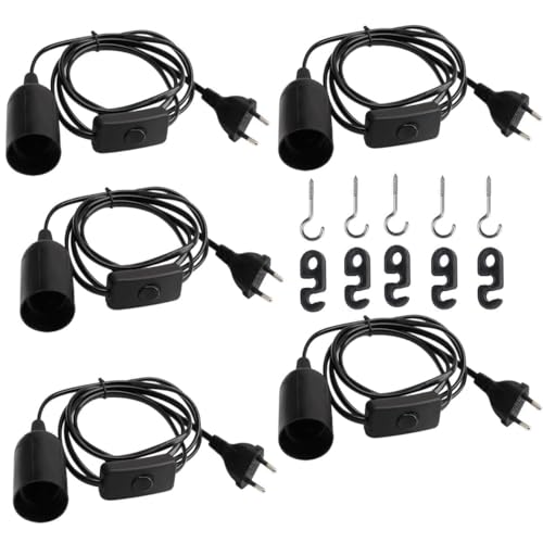 LNGJIN 5 Stücke E27 Lampenfassung mit Schalter und Netzkabel, E27 Lampensockel mit EU Stecker,e27 Sockel Lampenfassung,Lampenfassung mit Kabel,für Lampenaufhängung, Pendelleuchte, Deckenlampe LNGJIN 5 Stücke E27 Lampenfassung mit Schalter und Netzkabel, E27 Lampensockel mit EU Stecker,e27 Sockel Lampenfassung,Lampenfassung mit Kabel,für Lampenaufhängung, Pendelleuchte, Deckenlampe von LNGJIN