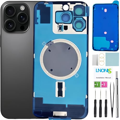 16 Pro Max Ersatz-Rückglas für iPhone 16 Pro Max, wasserdicht, Kameralinse, professionelles Reparaturwerkzeug-Set (schwarzes Titan) von LNONLS