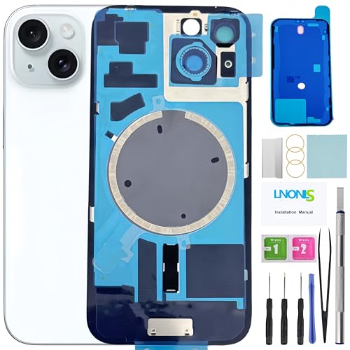 LNONLS 15 Ersatz-Rückglas für iPhone 15, wasserdicht, Kameralinse, professionelles Reparaturwerkzeug-Set (blau) von LNONLS