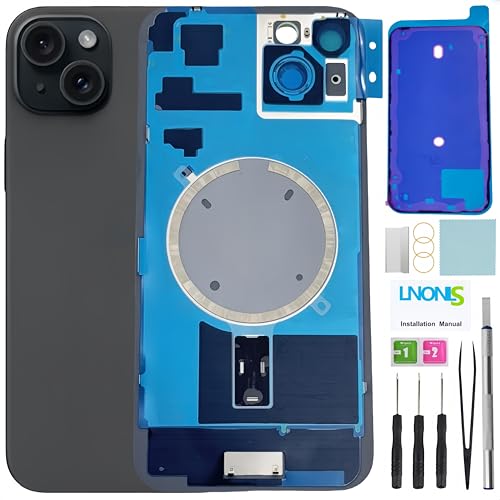 LNONLS 15 Plus Ersatz-Rückglas für iPhone 15 Plus, wasserdicht, Kameralinse, professionelles Reparaturwerkzeug-Set (schwarz) von LNONLS