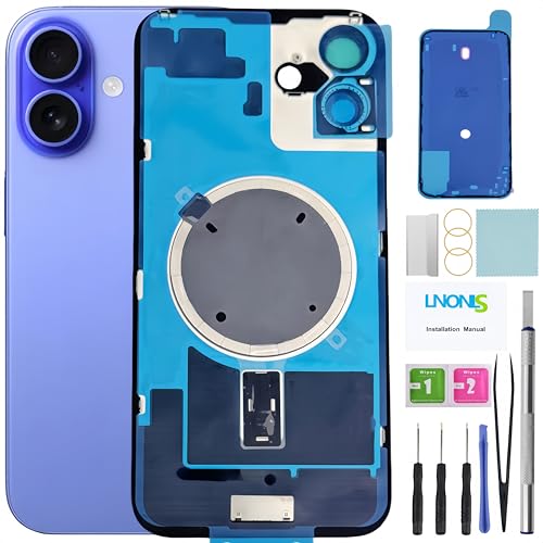 LNONLS 16 Plus Ersatz-Rückglas für iPhone 16 Plus, wasserdicht, Kameralinse, professionelles Reparaturwerkzeug-Set (Ultramarine) von LNONLS