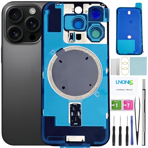 LNONLS 16 Pro Ersatz-Rückglas für iPhone 16 Pro, wasserdicht, Kameraobjektiv, professionelles Reparaturwerkzeug-Set (schwarzes Titan) von LNONLS