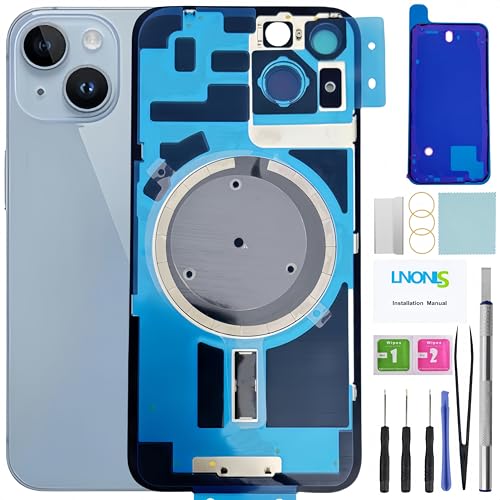 LNONLS Ersatz-Glas für iPhone 14, mit wasserdichtem Rahmen und Kameraobjektiv, professionelles Reparaturwerkzeug-Set, Blau LNONLS Ersatz-Glas für iPhone 14, mit wasserdichtem Rahmen und Kameraobjektiv, professionelles Reparaturwerkzeug-Set, Blau von LNONLS