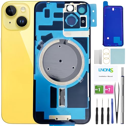LNONLS Ersatz-Glas für iPhone 14, mit wasserdichtem Rahmen und Kameraobjektiv, professionelles Reparaturwerkzeug-Set, Gelb LNONLS Ersatz-Glas für iPhone 14, mit wasserdichtem Rahmen und Kameraobjektiv, professionelles Reparaturwerkzeug-Set, Gelb von LNONLS
