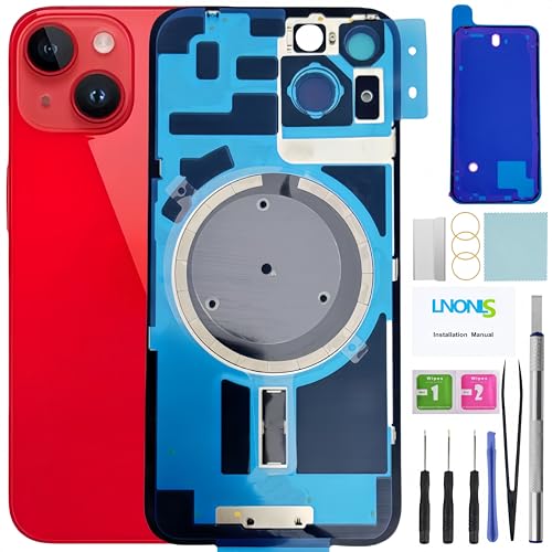 LNONLS Ersatz-Glas für iPhone 14, mit wasserdichtem Rahmen und Kameraobjektiv, professionelles Reparaturwerkzeug-Set, Rot LNONLS Ersatz-Glas für iPhone 14, mit wasserdichtem Rahmen und Kameraobjektiv, professionelles Reparaturwerkzeug-Set, Rot von LNONLS
