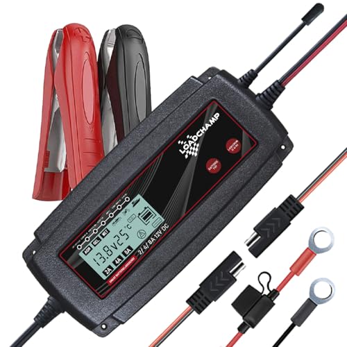 LOADCHAMP Batterieladegerät smart 12V 2A 4A 8A vollautomatisch mit Temperaturkompensation KFZ Auto Motorrad von LOADCHAMP intelligent charging germany