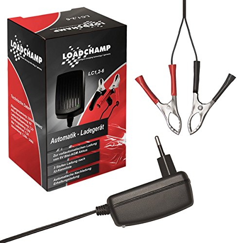 Loadchamp Automatik 6V 1,2A Blei Akku Ladegerät AGM Gel Vlies Batterie Lader Charger 1200mAh von LOADCHAMP intelligent charging germany