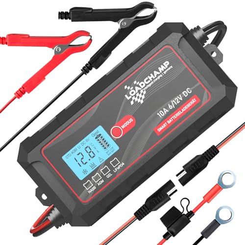 Loadchamp LiFePO4 Ladegerät 6V/12V 10A Batterieladegerät für Auto Motorrad Roller Rasenmäher Batterien multifunktionell als Lithium-Eisenphosphat-Ladegerät Blei-Säure Batterie Gel AGM von LOADCHAMP intelligent charging germany