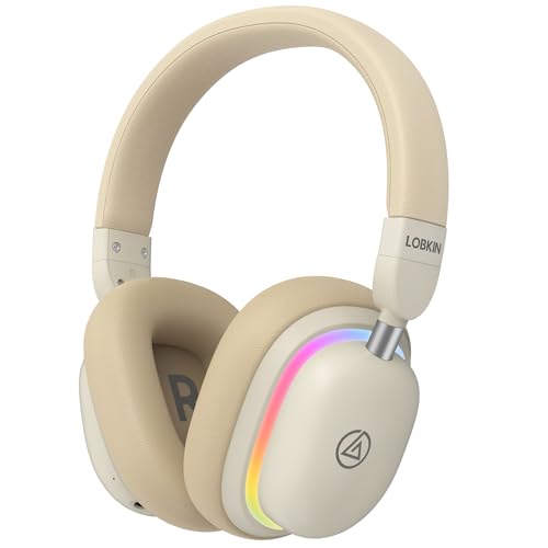 LOBKIN Bluetooth 5.3 Kinder Kopfhörer - RGB LED-licht Faltbare Stereo Headset Unterstützung Kabellos und 3.5mm Kabel - Kinderkopfhörer auf Ohr für Mädchen Jungs Kleinkind von LOBKIN