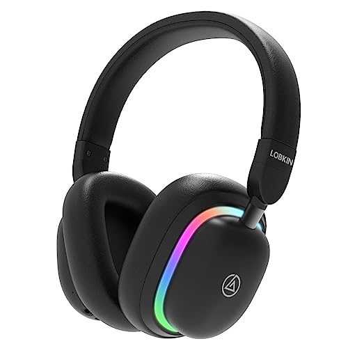 LOBKIN Bluetooth 5.3 Kinder Kopfhörer - RGB LED-licht Katzenohren Faltbare Stereo Headset Unterstützung Kabellos und 3.5mm Kabel - Boy Kinderkopfhörer auf Ohr für Kinder Jungs Kleinkind von LOBKIN