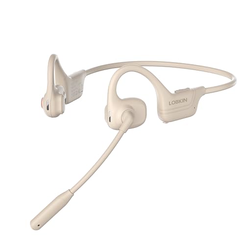 Kopfhörer Bluetooth Headset mit Mikrofon, Open Ear Kopfhörer Bluetooth 5.3 Luftleitungskopfhörer kabelloses mit Geräuschunterdrückung Mikrofon, Wireless Headset für Büro, Arbeit, Anrufe, Meeting von LOBKIN