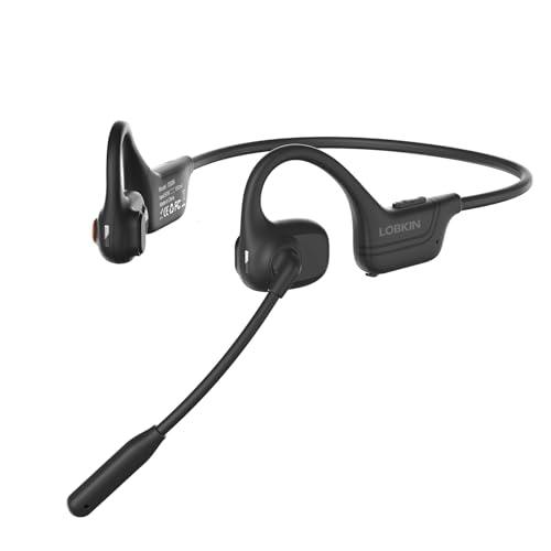 Kopfhörer Bluetooth Headset mit Mikrofon, Open Ear Kopfhörer Bluetooth 5.3 Luftleitungskopfhörer kabelloses mit Geräuschunterdrückung Mikrofon, Wireless Headset für Büro, Arbeit, Anrufe, Meeting von LOBKIN