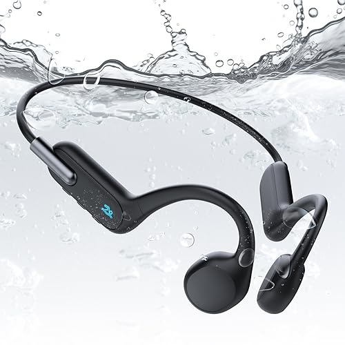 LOBKIN Knochenschall Kopfhörer Bluetooth 5.3 - IPX8 wasserdichte Outdoor Kabellos Sport Kopfhörer Open Ear Kopfhörer mit Unterwasser 32GB MP3 Player für Schwimmen Radfahrer Laufen von LOBKIN