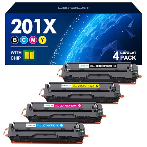 LOFBLAT 201X 201A Kompatible für HP 201X 201A CF400X CF400A Multipack Toner für HP Color Laserjet Pro MFP M277dw M277n M252dw M277 M274n M252n M252 M277c6 (Schwarz Cyan Gelb Magenta, 4er-Pack) von LOFBLAT