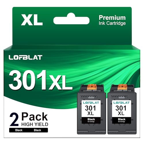 LOFBLAT 301XL Schwarz, Ersatz für HP 301 Druckerpatronen für DeskJet 1000 1050 2050 2050A 2540 3000 3050 3050A 3510 Envy 4500 4502 5530 OfficeJet 2620 4630 4632, 2 Pack LOFBLAT 301XL Schwarz, Ersatz für HP 301 Druckerpatronen für DeskJet 1000 1050 2050 2050A 2540 3000 3050 3050A 3510 Envy 4500 4502 5530 OfficeJet 2620 4630 4632, 2 Pack von LOFBLAT