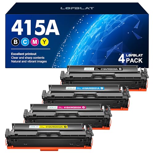 LOFBLAT 415A Toner, Kein Chip, Kompatible für HP Color Laserjet Pro MFP M479fdw M479dw M479dn M479fnw M479fdn M454dn M454dw M479 M454 W2031A W2032A W2033A Multipack W2030A W2030X von LOFBLAT