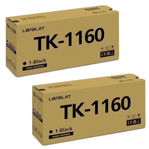 LOFBLAT TK-1160 Kompatibe für Kyocera TK-1160 TK1160 für Kyocera ECOSYS P2040dn ECOSYS P2040dw P2050DN（2er-Pack, 7,200 Seiten pro TK1160 Schwarz Toner） von LOFBLAT