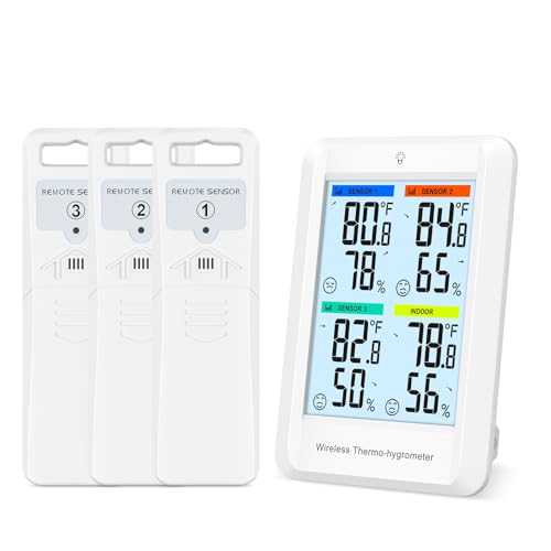 LOFICOPER Digitales Thermometer, Hygrometer, für den Außenbereich, kabellose Wetterstation, Kühlschrankthermometer mit 3 Sensoren, 100 m Übertragungsreichweite, Alarmfunktion und Trend LOFICOPER Digitales Thermometer, Hygrometer, für den Außenbereich, kabellose Wetterstation, Kühlschrankthermometer mit 3 Sensoren, 100 m Übertragungsreichweite, Alarmfunktion und Trend von LOFICOPER