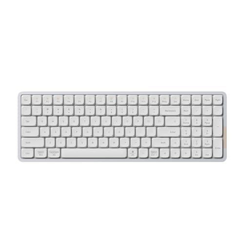 Flow Mechanische Tastatur, flaches Profil, 100 Tasten, wiederaufladbar, kabellose Tastaturen mit Bluetooth und kabelgebundener Verbindung für Windows, Mac OS/White Ghost Linearschalter US-Layout von LOFREE