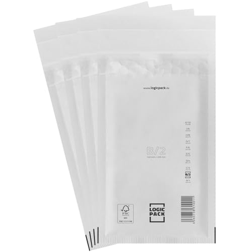 LOGIC PACK 2000 Luftpolsterumschläge Versandtaschen Luftpolster B2 140 x 225 mm Weiß, Luftpolstertaschen Haftklebend Gepolsterte Briefumschläge Premium Umschläge Polsterumschläge geeignet für DIN A6 LOGIC PACK 2000 Luftpolsterumschläge Versandtaschen Luftpolster B2 140 x 225 mm Weiß, Luftpolstertaschen Haftklebend Gepolsterte Briefumschläge Premium Umschläge Polsterumschläge geeignet für DIN A6 von LOGIC PACK