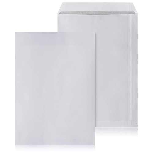 LOGIC PACK Briefumschläge DIN C4 ohne Fenster Selbstklebend - Kuvert C4 Umschläge Weiß - Briefumschlag 229 x 324 mm - Briefkuvert ohne Fenster Versandtaschen C4 - Große Briefhüllen (100 Stück) von LOGIC PACK