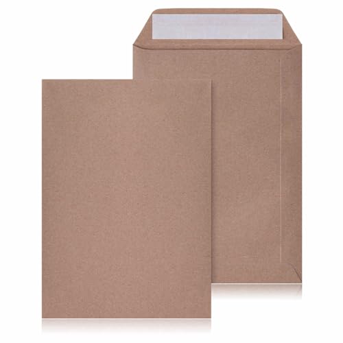 LOGIC PACK Briefumschläge DIN C5 ohne Fenster Selbstklebend - Kuvert C5 Umschläge Braun - Briefumschlag 162 x 229 mm - Briefkuvert ohne Fenster Versandtaschen C5 - Große Briefhüllen (50 Stück) von LOGIC PACK