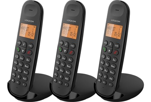 Logicom ILOA 350 Schnurloses Festnetztelefon ohne Anrufbeantworter – Trio – analoge und DECT-Telefone – Schwarz von LOGICOM