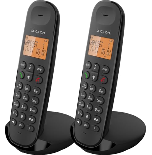 Logicom Iloa 250 Schnurloses Festnetztelefon ohne Anrufbeantworter – Duo – analoge und DECT-Telefone – Schwarz von LOGICOM