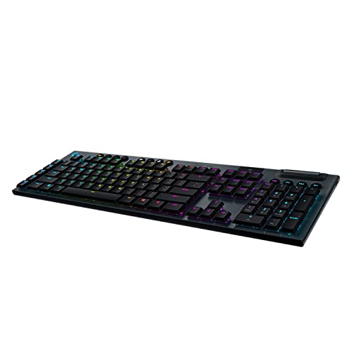 Logitech G 915 Lightspeed Kabellose mechanische Gaming-Tastatur mit GL-Tasten, Low Profile Touch, LIGHTSYNC RGB, ultradünnes Design, 30 Stunden Akkulaufzeit, portugiesisches QWERTY Schwarz von Logitech G