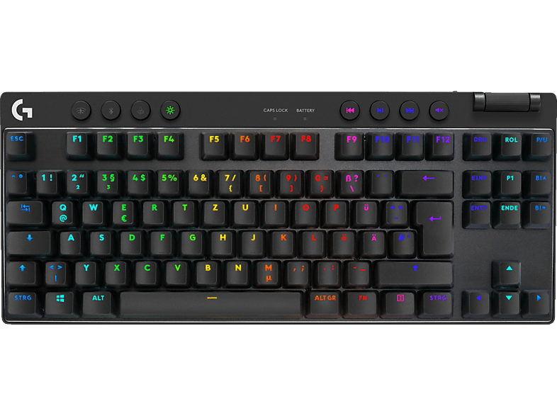 LOGITECH G Pro X TKL Lightspeed LIGHTSYNC RGB, Gaming Tastatur, Mechanisch, Logitech GX Brown, Kabellos, Schwarz von LOGITECH