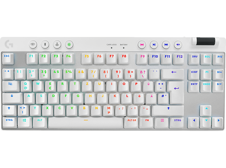 LOGITECH G Pro X TKL Lightspeed LIGHTSYNC RGB, Gaming Tastatur, Mechanisch, Logitech GX Brown, Kabellos, Weiß von LOGITECH