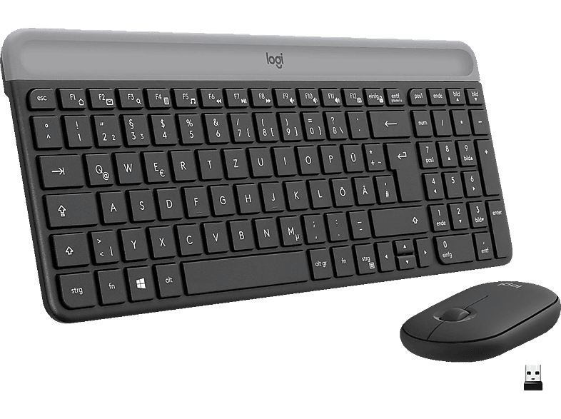 LOGITECH MK470 Slim Combo, Tastatur & Maus Set, kabellos, Schwarz von LOGITECH